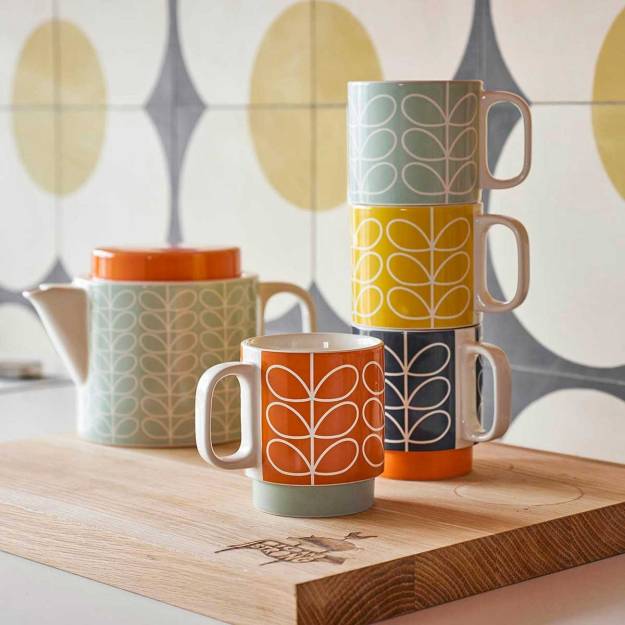 Orla Kiely Stacking Espresso Mug Set Of 4 Linear Stem 1027075