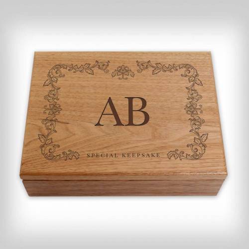 Jewellery & Ring Wooden Box - Engraved Initials