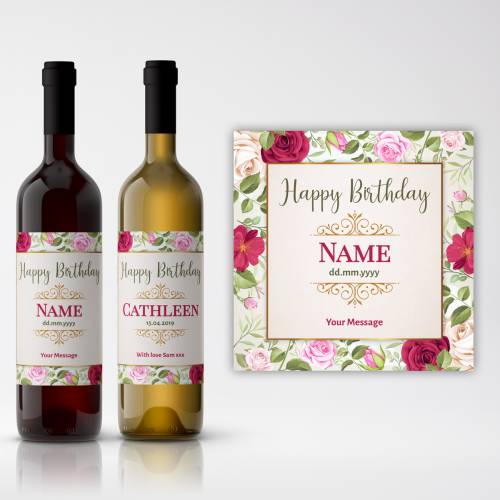 Happy Birthday Any Name Any Message Roses Personalised Wine