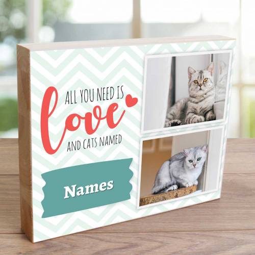 All You Need Is Love And Cats - Wooden Photo Blocks