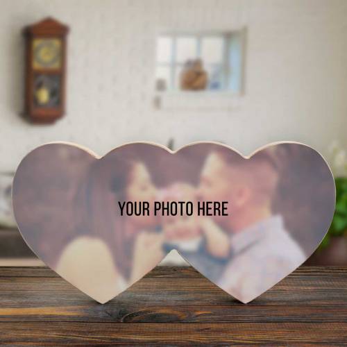 Any Photo - Wooden Hearts Photo Block