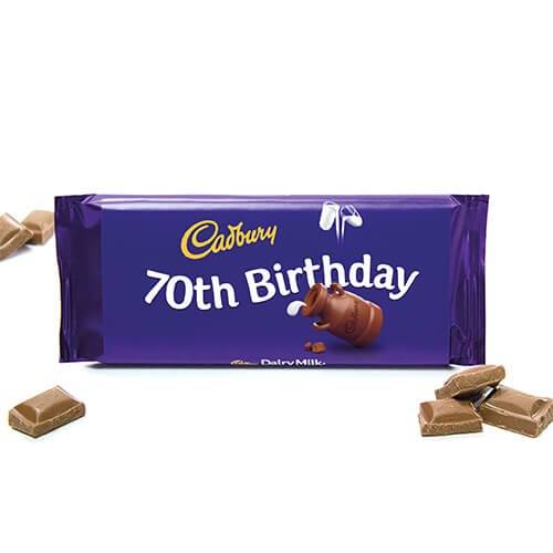 70th Birthday - Cadbury Dairy Milk Chocolate Bar 110g