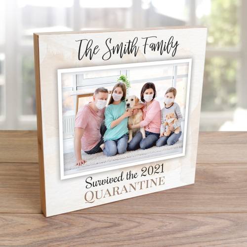 The Surname Family Survived the 2021 Quarantine - Wooden Photo Blocks