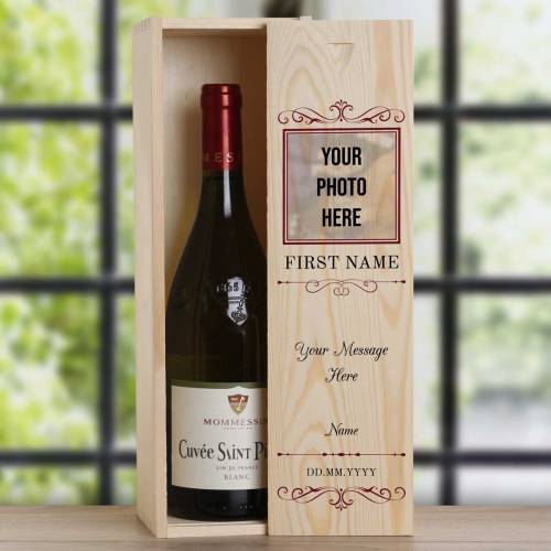 Any Message And Photo - Personalised Wooden Single Wine Box
