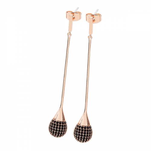 Tipperary Noir Drop Solid Bar Pave Ball Earrings