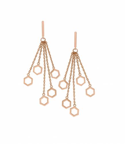 Tipperary Honeycomb Chain Earrings Rose Gold