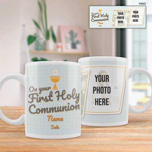 On Your First Holy Communion Any 2 Photos - Personalised Mug
