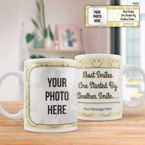 Most Smiles Are Started By Another Smile Any Photo And Message - Personalised Mug