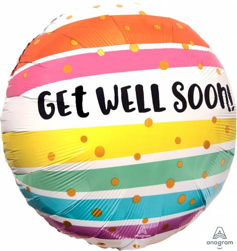 Get Well Soon Stripes Balloon in a Box