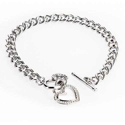 Silver Diamante Heart Toggle Bracelet - Newgrange