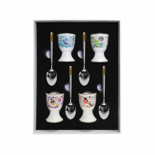 Birdy Set of 4 Egg Cups & Spoons