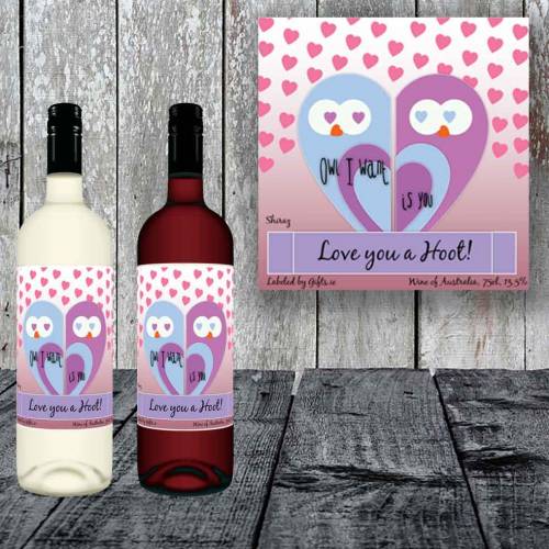 Owl Love Any Message Personalised Wine