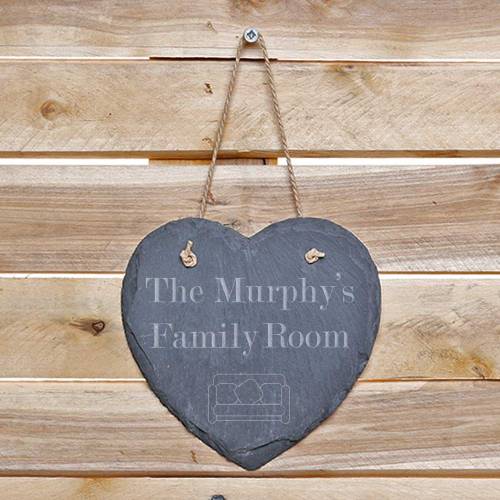 Family Room - Hanging Slate Heart