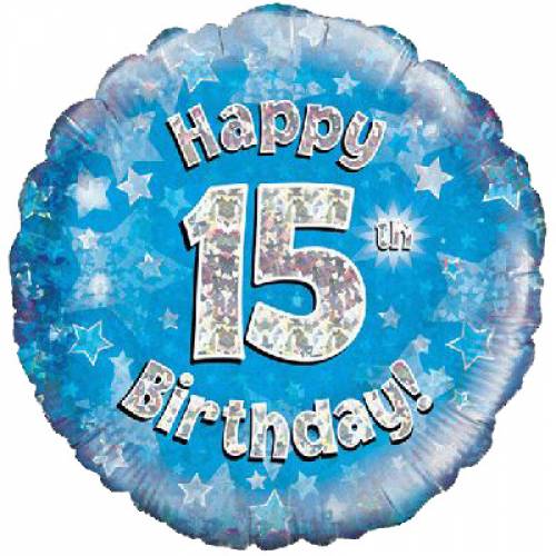 Happy 15th Birthday (BLUE) Balloon in a Box
