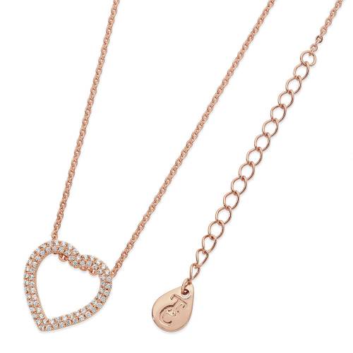 Double Pave Heart Pendant Rose Gold
