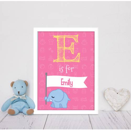 Letter & Name - Pink - Personalised Poster