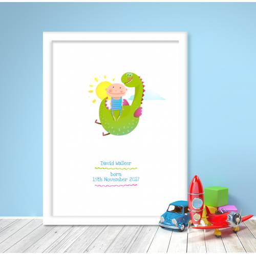 Baby and Dragon Baby Personalised Poster