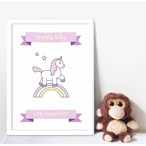 Unicorn Baby Personalised Poster