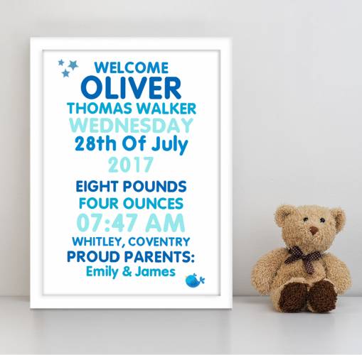 Proud Parents Boy Personalised Poster