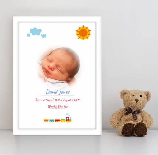 Any Photo Train Baby Personalised Poster