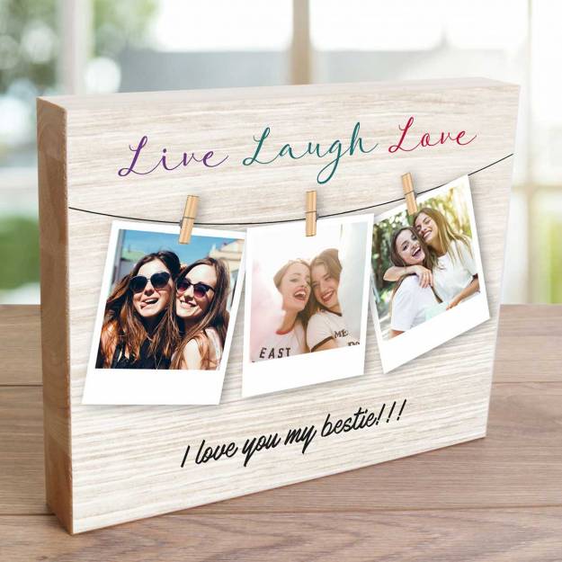 Any Photo Live Laugh And Love - Wooden Photo Blocks_duplicate