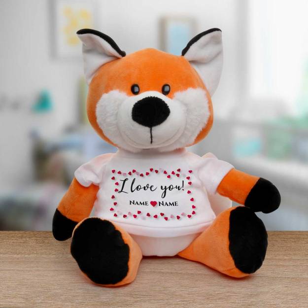 I Love You Hearts Any 2 Names - Personalised Animal