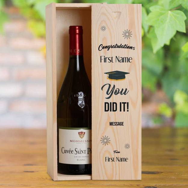 Graduation - Personalised Wooden Single Wine Box