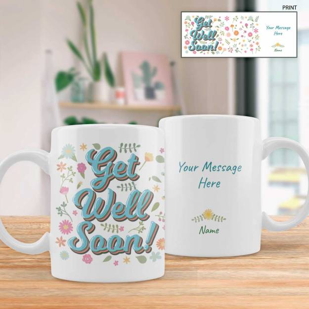 Get Well Soon Flowers - Personalised Mug