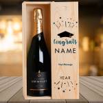 Congrats Graduation Personalised Single Wooden Champagne Box
