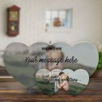 Any Photo and Message - Wooden Hearts Photo Block