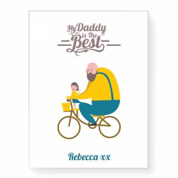 Daddy is Best Bicycle 12 x 16 Stretched Canvas