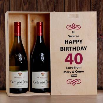 Happy Birthday Personalised Wooden Double Wine Box
