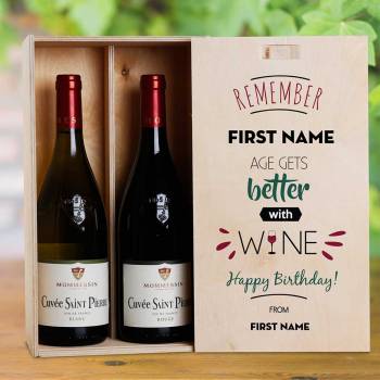 Age Gets Better with Wine Personalised Wooden Double Wine Box