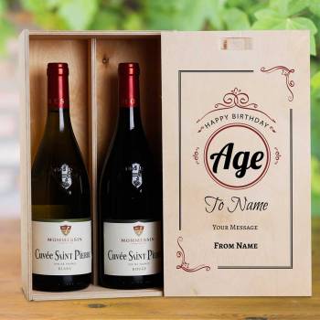Age Design Birthday Personalised Wooden Double Wine Box