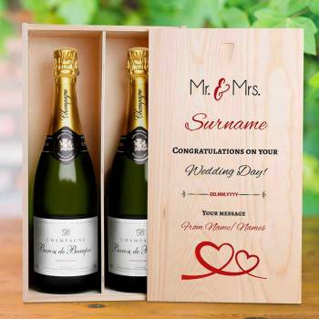 Wedding Day Personalised Wooden Double Champagne Box