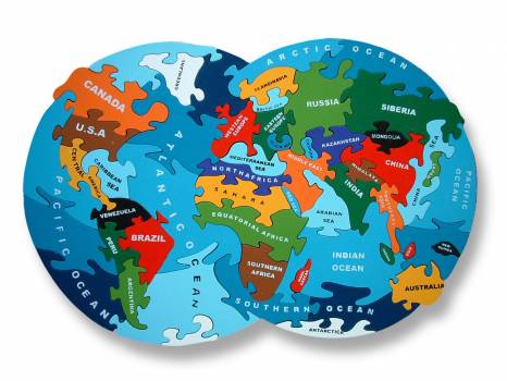 Handcrafted Map of the World Wooden Jigsaw