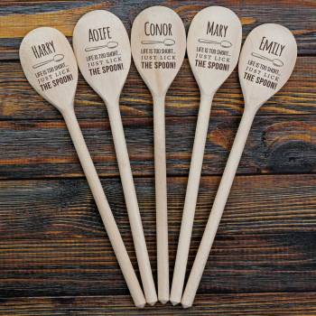 Life Is Too Short Just Lick The Spoon - Personalised Wooden Spoon