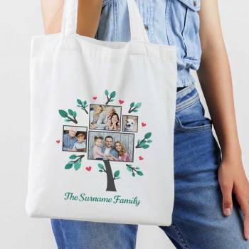 The Surname Family Tree Any Photo Personalised Tote Bag