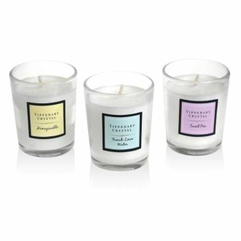 Set of 3 Assorted Mini Candles - Sweet Pea, Honeysuckle, French Linen