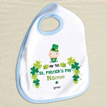My First St. Patrick's Day Shamrocks Personalised Baby Bib
