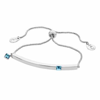 March Silver Bar Birthstone Bracelet Aquamarine Crystal
