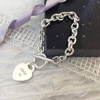 Arcas Chain Bracelet with Engraved Heart tag