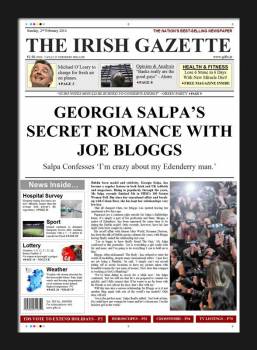Hollywood Star (Female) Secret Romance With Name (Male) Newspaper Spoof
