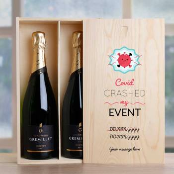 Covid Crashed My Event - Personalised Double Wooden Champagne Box