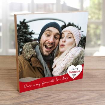 Happy Valentine's Day Love Story - Wooden Photo Blocks