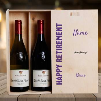 Happy Retirement Any Message - Personalised Wooden Double Wine Box