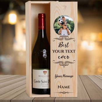 Any Photo Best Any Title Ever Black - Personalised Wooden Single Wine Box