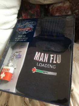 Man Flu Hot Water Bottle & Hip Flask Gift Set - Navy