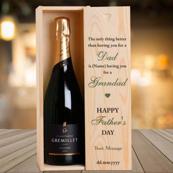 Any Message Happy Father's Day Dad and Grandad Green - Personalised Single Champagne Box
