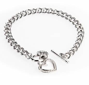 Silver Diamante Heart Toggle Bracelet - Newgrange